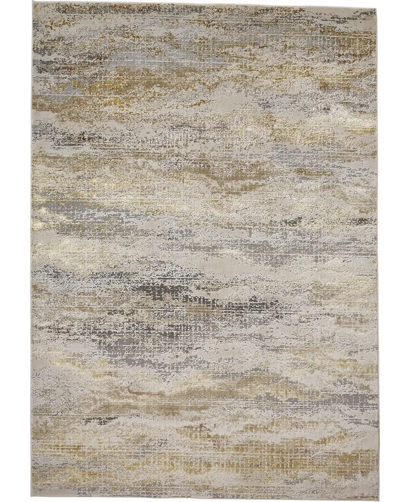 Feizy Aura R3735 6'7" x 9'6" Area Rug - Beige, Gold