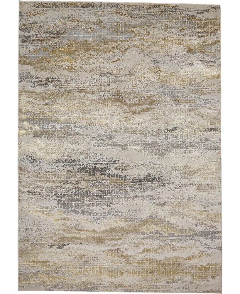 Feizy Aura R3735 1'8" x 2'10" Area Rug - Beige, Gold