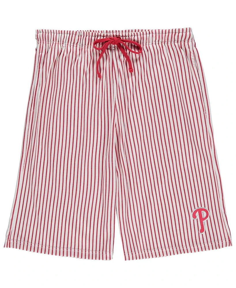 Men's White, Scarlet Philadelphia Phillies Big and Tall Pinstripe Shorts