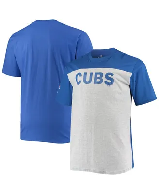 Men's Fanatics Royal and Heathered Gray Chicago Cubs Big and Tall Colorblock T-shirt