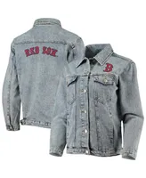 Women's The Wild Collective Boston Red Sox Team Patch Denim Button-Up Jacket