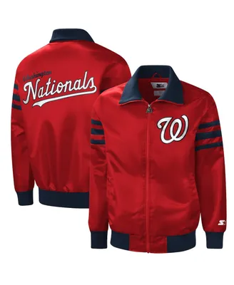 Men's Starter Red Washington Nationals The Captain Ii Full-Zip Varsity Jacket