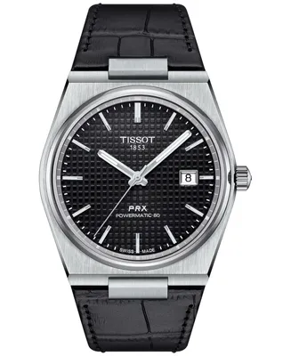 Tissot Men's Swiss Automatic Prx Powermatic 80 Leather Strap Watch 40mm