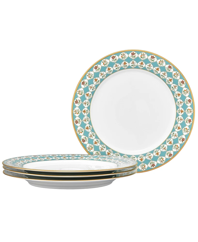 Noritake Lodi's Morning 10.5" Dinner Plates, Set of 4 - White, Blue, Gold