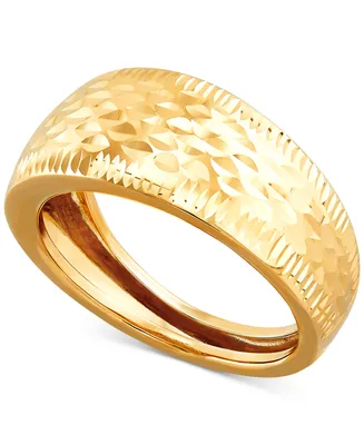 Polished Diamond Cut Dome Ring 10K Yellow Gold