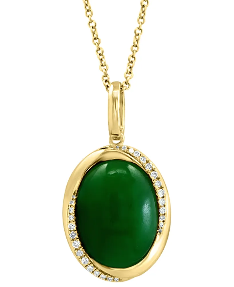 Effy Dyed Jade & Diamond (1/8 ct. t.w.) 18" Pendant Necklace in 14k Gold