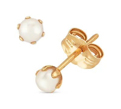 Cultured Freshwater Pearl (3mm) Stud Earrings in 14k Gold