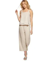 Dkny Womens Linen Tank Top Dkny Pull On Wide Leg Pants