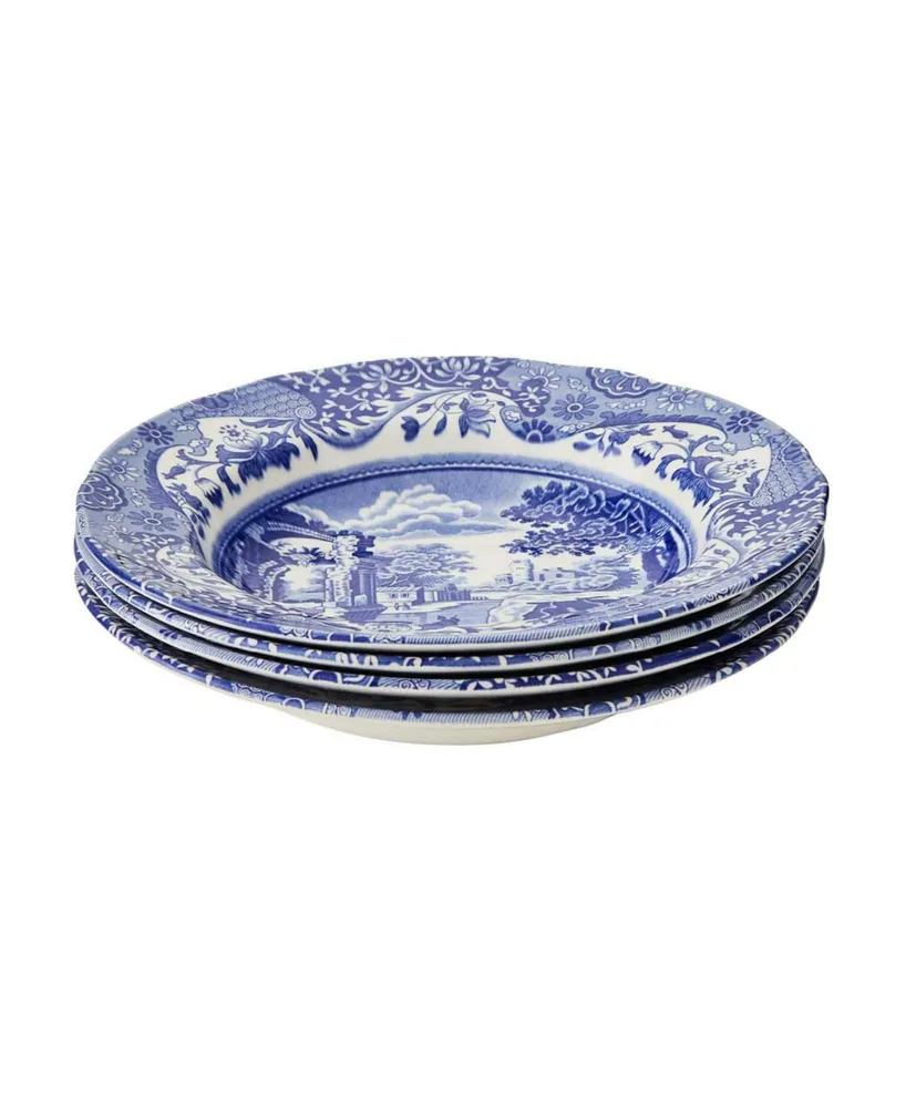 Spode Blue Italian Rim Soup Bowl Set/4