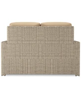 Sydney Woven Outdoor Loveseat with Sunbrella Spectrum Sand Cushions