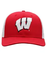 Men's Top of the World Red, White Wisconsin Badgers Trucker Snapback Hat