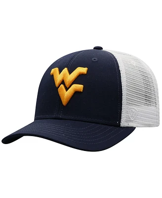 Men's Top of the World Navy, White West Virginia Mountaineers Trucker Snapback Hat