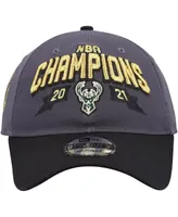 Men's New Era Gray, Black Milwaukee Bucks Champs Replica 9Twenty Adjustable Hat