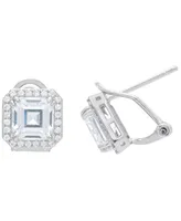 Women's Fine Silver Plated Ascher Cubic Zirconia Omega Back Earrings