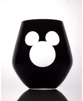 JoyJolt Disney Luxury Mickey Mouse Crystal 20 oz Stemless Wine Glass, Set of 2