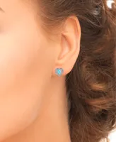 Blue Topaz Greek Key Openwork Heart Stud Earrings (2 ct. t.w.) in Sterling Silver