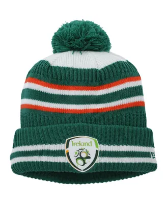 Men's New Era Green Ireland National Team Bobble Fleece Cuffed Knit Hat with Pom