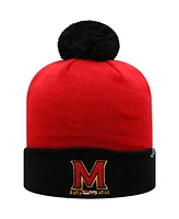 Men's Top of The World Red, Black Maryland Terrapins Core 2-Tone Cuffed Knit Hat with Pom