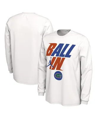 Men's Jordan White Florida Gators Ball In Bench Long Sleeve T-shirt