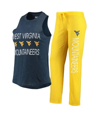 Women's Concepts Sport Gold, Navy West Virginia Mountaineers Tank Top and Pants Sleep Set