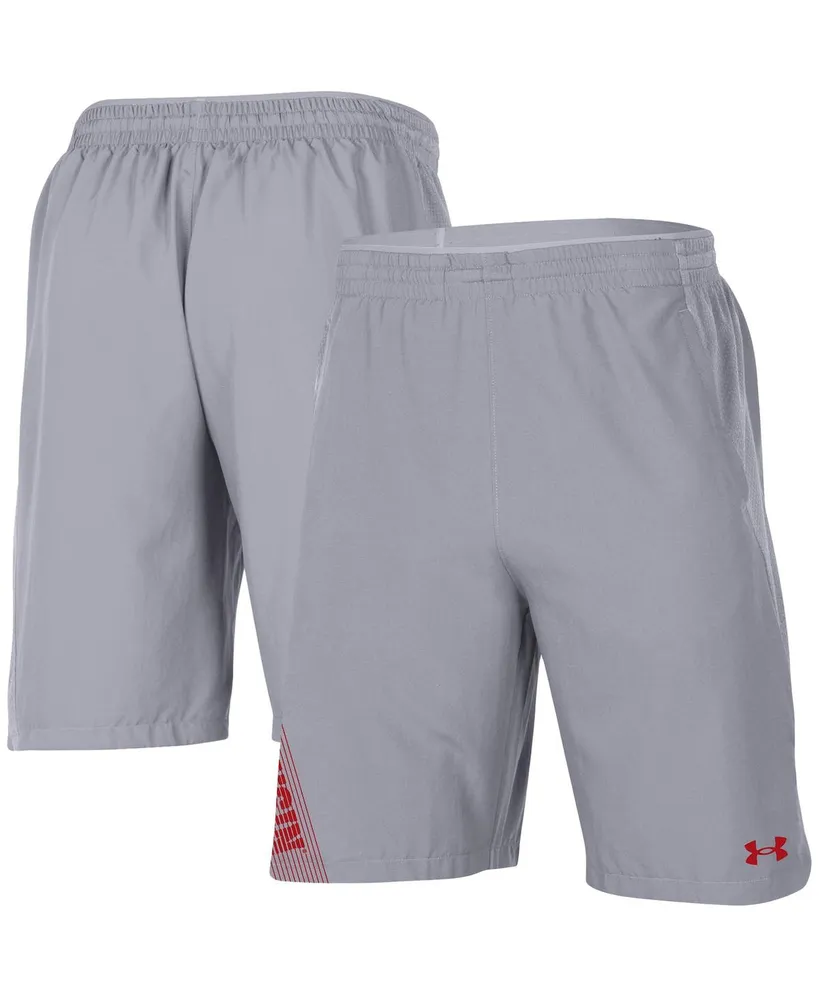 Men's Under Armour Gray Wisconsin Badgers 2021 Sideline Woven Shorts