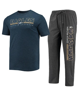 Men's Concepts Sport Heathered Charcoal, Navy Georgia Southern Eagles Meter T-shirt and Pants Sleep Set