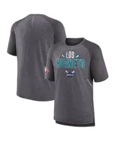 Men's Fanatics Heathered Gray Charlotte Hornets 2022 Noches Ene-Be-a Core Shooting Raglan T-shirt