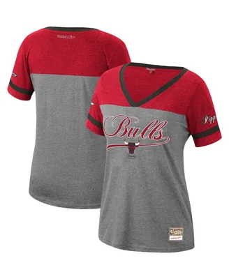 Women's Mitchell & Ness Scottie Pippen Heathered Charcoal Chicago Bulls Team Captain V-Neck T-shirt