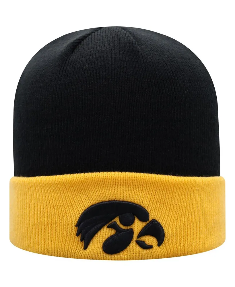 Men's Top of The World Black, Gold Iowa Hawkeyes Core 2-Tone Cuffed Knit Hat