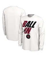 Men's Jordan White Oklahoma Sooners Ball In Bench Long Sleeve T-shirt