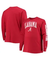 Men's Champion Crimson Alabama Tide Big and Tall 2-Hit Long Sleeve T-shirt