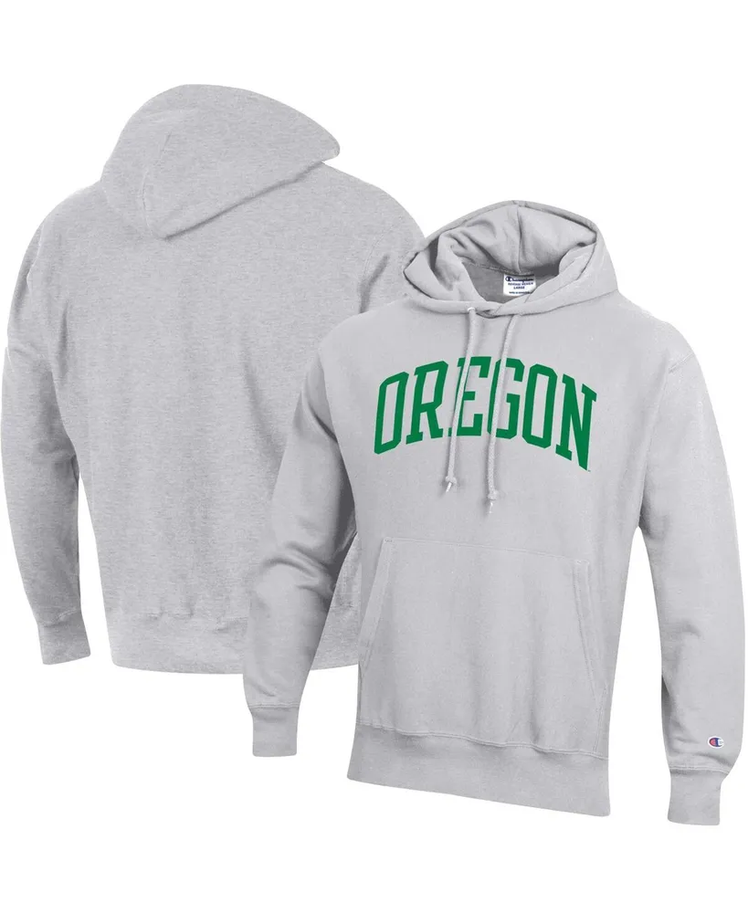 Men's Champion Heathered Gray Oregon Ducks Team Arch Reverse Weave Pullover Hoodie