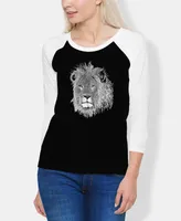 Women's Raglan Word Art Lion T-shirt