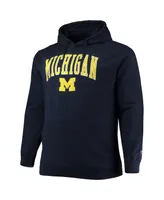 Men's Champion Navy Michigan Wolverines Big and Tall Arch Over Logo Powerblend Pullover Hoodie