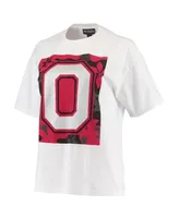 Women's The Wild Collective White Ohio State Buckeyes Camo Boxy Graphic T-shirt