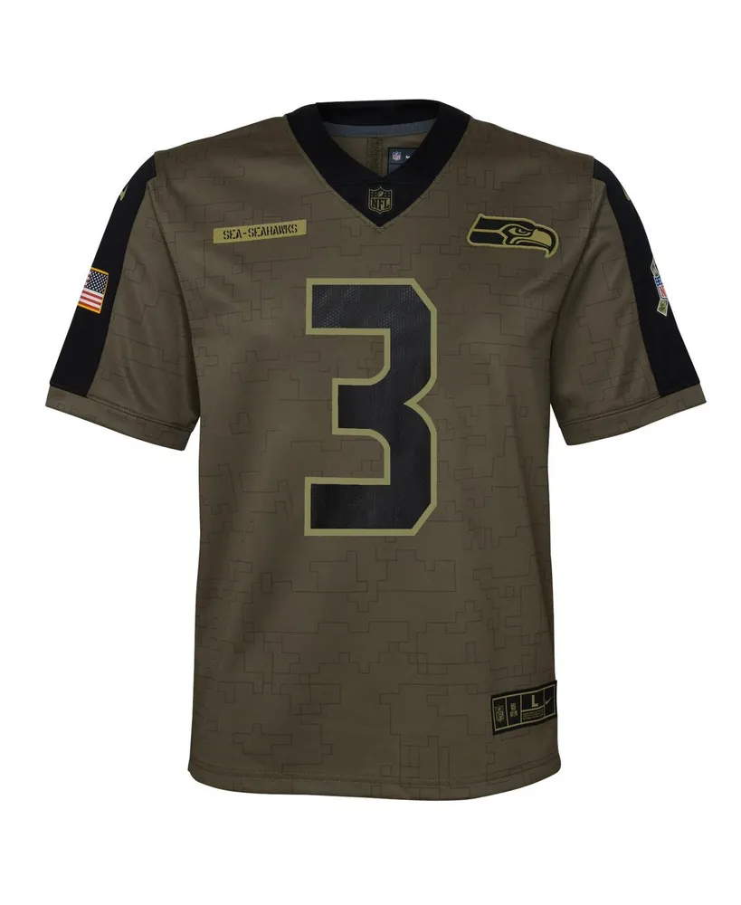 Big Boys Nike Russell Wilson Olive Seattle Seahawks 2021 Salute To Service Game Jersey