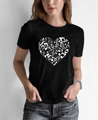 Women's Word Art Heart Notes T-shirt