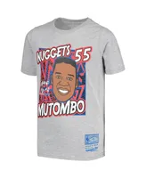 Big Boys Mitchell & Ness Dikembe Mutombo Gray Denver Nuggets Hardwood Classics King of the Court Player T-shirt