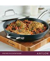 Anolon Accolade Forged Hard-Anodized Nonstick Deep Frying Pan with Lid, 12-Inch, Moonstone