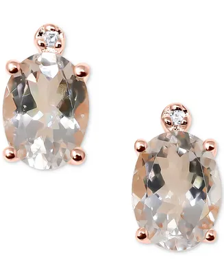 Morganite (1 ct. t.w.) & Diamond Accent Stud Earrings in 14k Rose Gold-Plated Sterling Silver