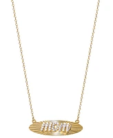 Giani Bernini Cubic Zirconia Mom Script Radiant Disc 18" Pendant Necklace in 18k Gold-Plated Sterling Silver, Created for Macy's