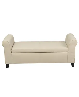 Hayes Contemporary Upholstered Storage Ottoman Bench with Rolled Arms