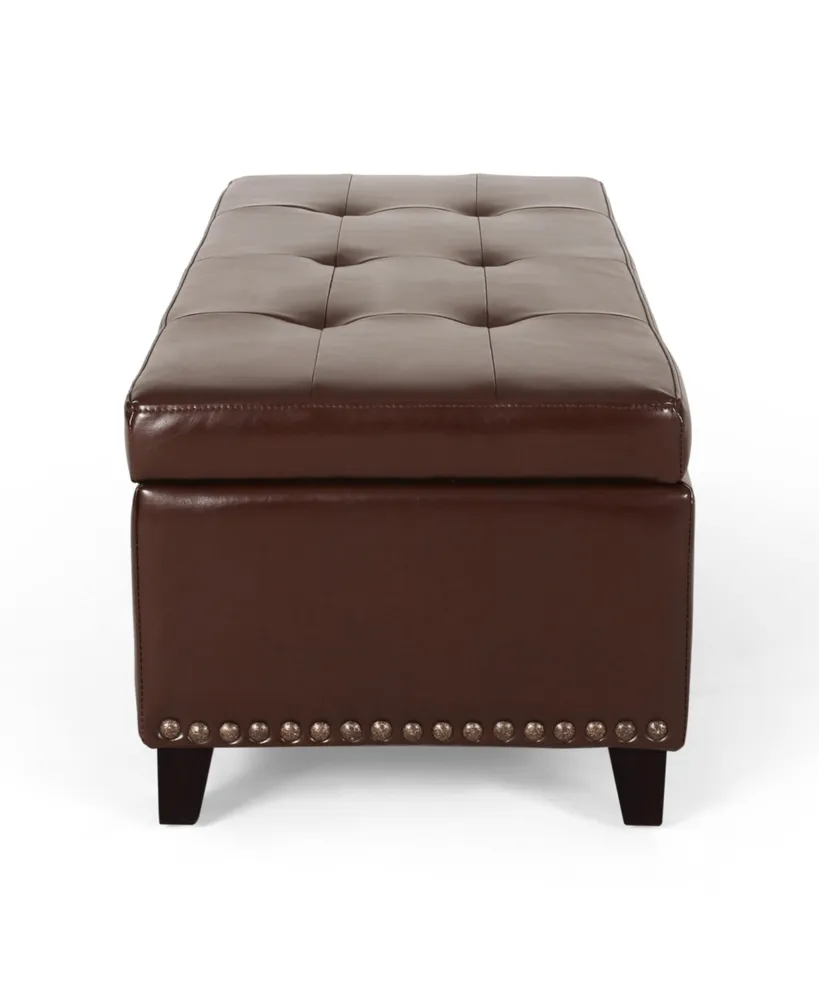 Gavin Contemporary Storage Ottoman with Nailhead Trim