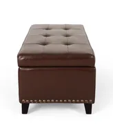 Gavin Contemporary Storage Ottoman with Nailhead Trim