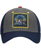 Big Boys Heathered Gray and Navy Team Usa Snow Peak Patch Precurved Snapback Hat