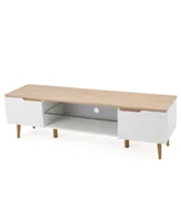 Rowan Mid-Century Modern Two-Toned Tv Stand with Glass Shelf