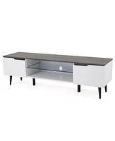 Rowan Mid-Century Modern Two-Toned Tv Stand with Glass Shelf