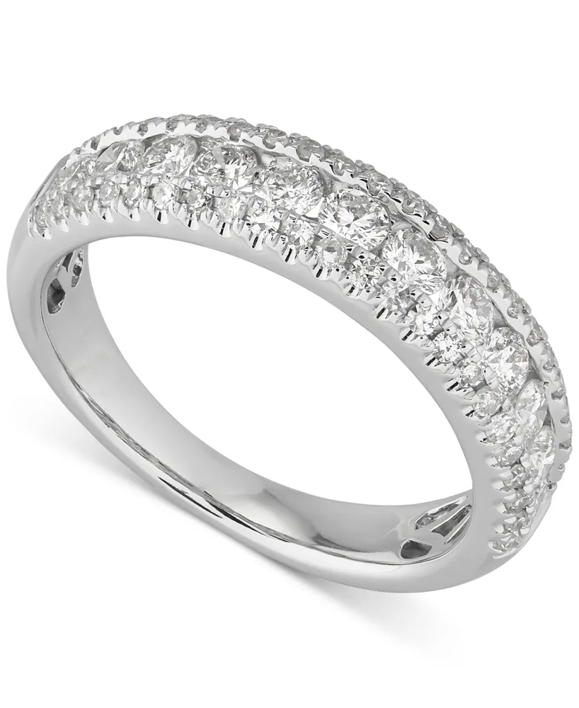 Diamond Triple Row Band (1 ct. t.w.) in 10k White Gold