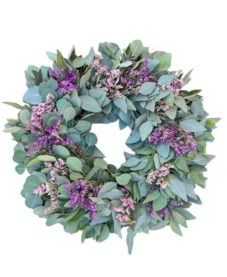 GreenishBlu Real Misty Flower Limonium Fresh Spring Wreath, 20"