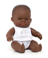 Miniland 8.75" Newborn Baby Doll African Boy Set, 3 Piece
